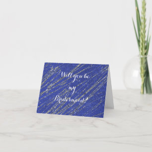 Blue & Silver Modern Marbour Strip Bridesmaid Card Einladung