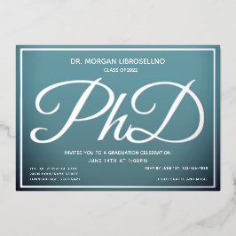 Blue Silver PhD Abschluss Folieneinladung