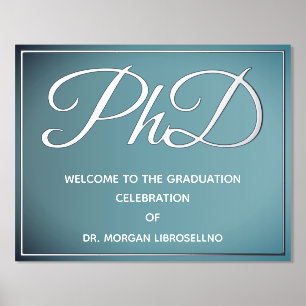 Blue Silver PhD Abschluss Willkommen Foliendrucke