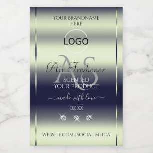 Blue Silver Product Labels Jewels Monogram Logo Lebensmitteletikett