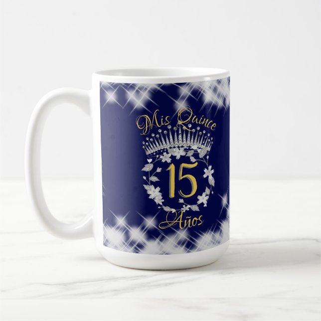 Blue Silver Quinceanera Vintag Boho Spanisch Kaffeetasse (Links)