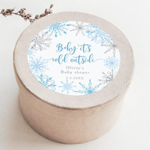 Blue Silver Schneeflocken Baby seine Kälte draußen Runder Aufkleber