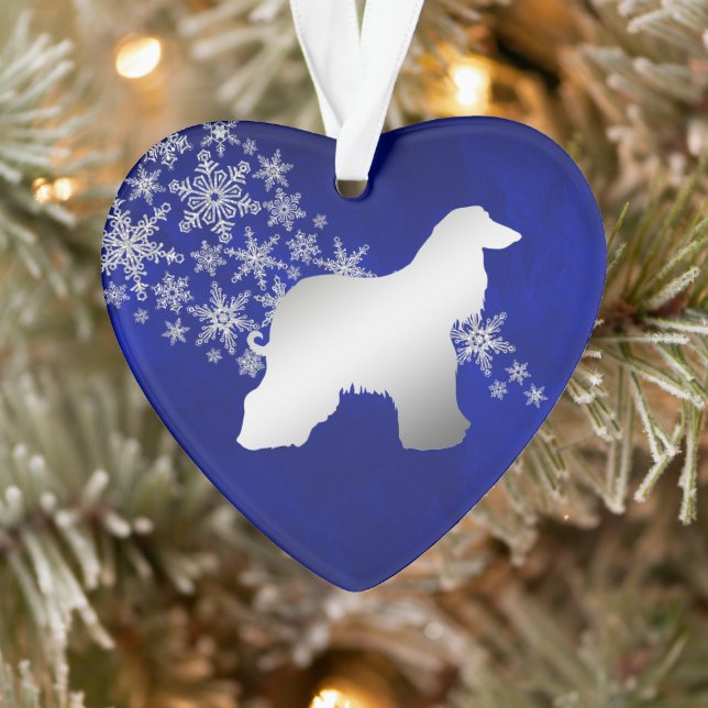 Blue Silver Snowflake Afghan Hound Ornament (Baum)