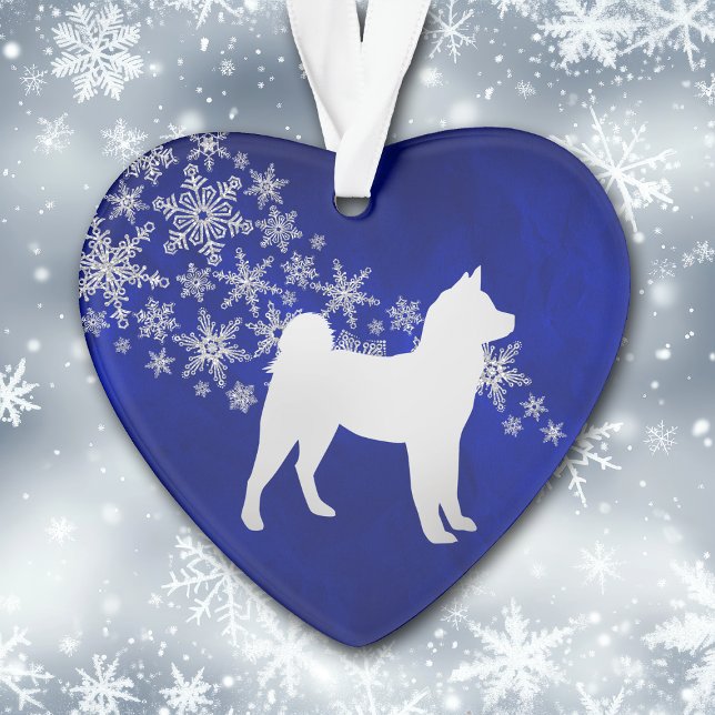 Blue Silver Snowflake Akita Dog Ornament (Von Creator hochgeladen)