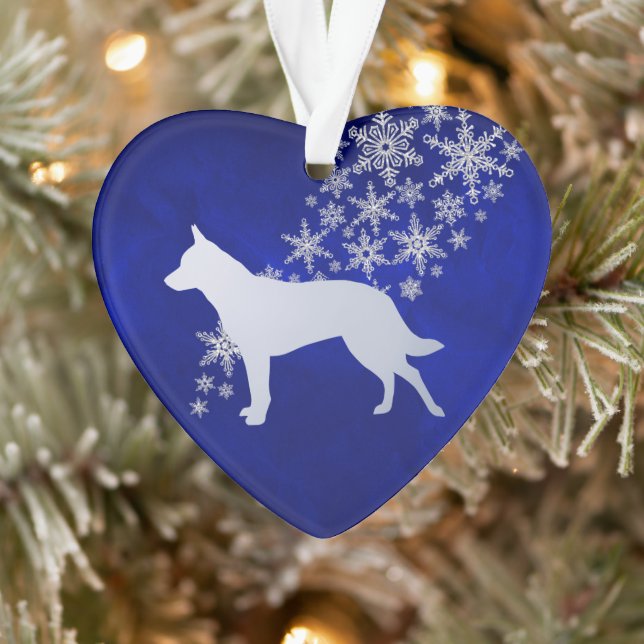 Blue Silver Snowflake Australian Cattle Dog Ornament (Baum)