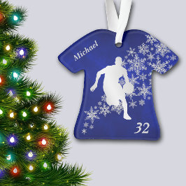 Blue Silver Snowflake Basketball Spieler Ornament