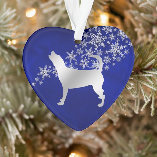 Blue Silver Snowflake Beagle Hound Hund Ornament (Baum)
