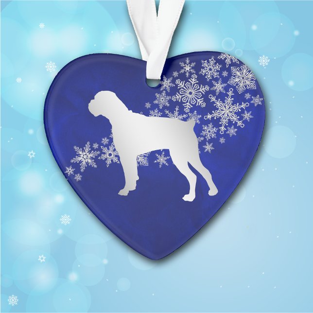 Blue Silver Snowflake Boxer Dog Ornament (Von Creator hochgeladen)