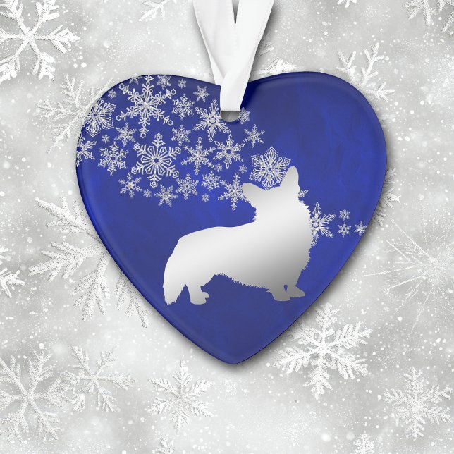Blue Silver Snowflake Corgi Ornament (Von Creator hochgeladen)