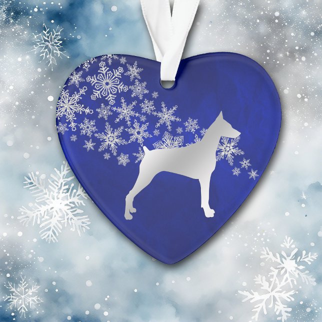 Blue Silver Snowflake Doberman Ornament (Von Creator hochgeladen)