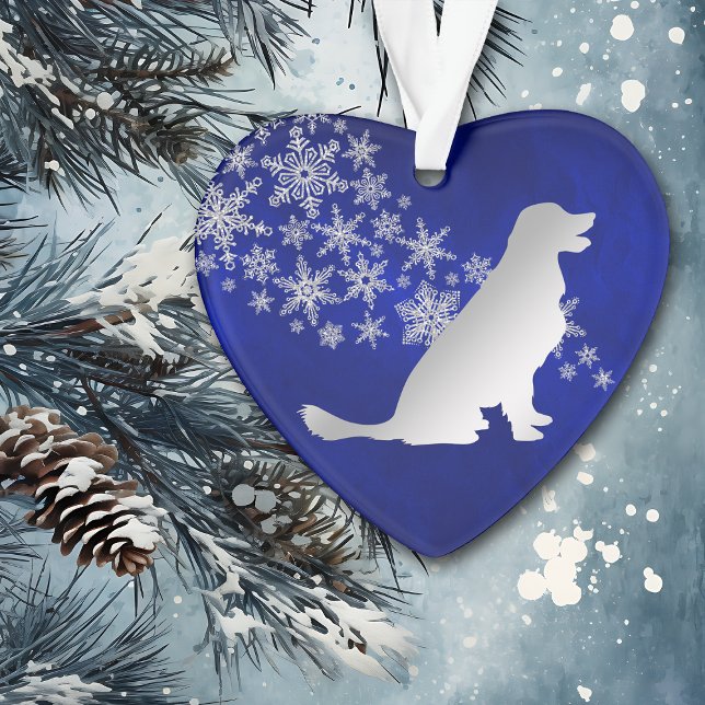 Blue Silver Snowflake Golden Retriever Ornament (Von Creator hochgeladen)