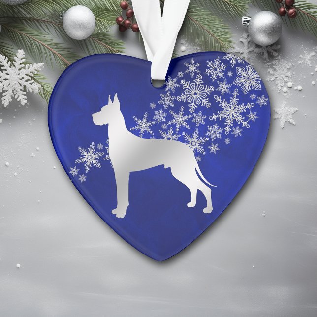 Blue Silver Snowflake Great Dane Ornament (Von Creator hochgeladen)