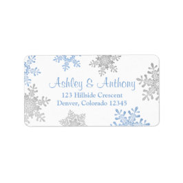Blue Silver Snowflake Hochzeit Rücksendeadresse Adressaufkleber