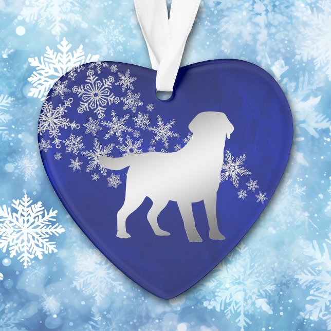 Blue Silver Snowflake Labrador Retriever Ornament (Von Creator hochgeladen)