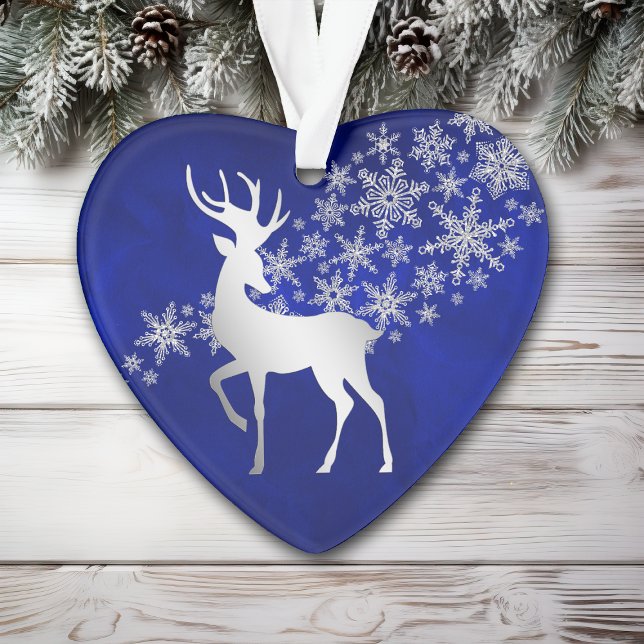 Blue Silver Snowflake Rentier Ornament (Von Creator hochgeladen)