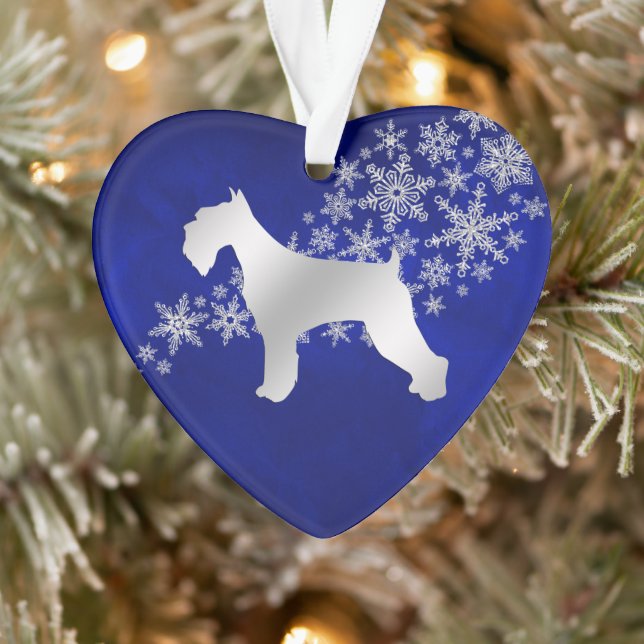 Blue Silver Snowflake Schnauzer Ornament (Baum)