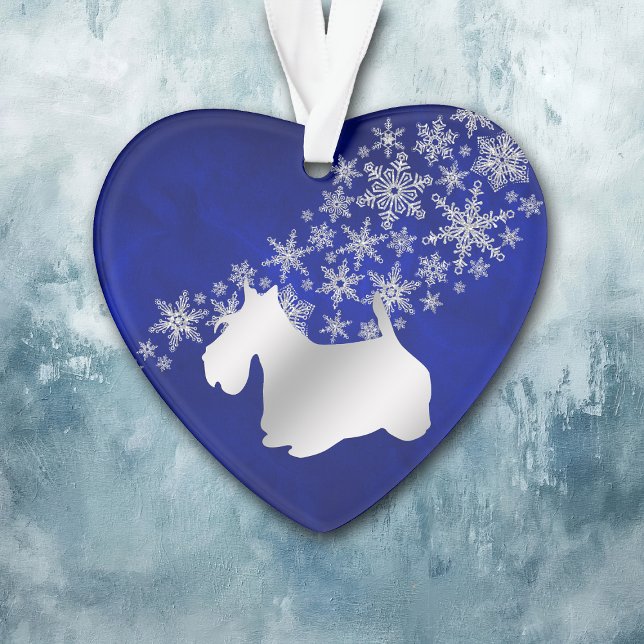 Blue Silver Snowflake Scottie Dog Ornament (Von Creator hochgeladen)