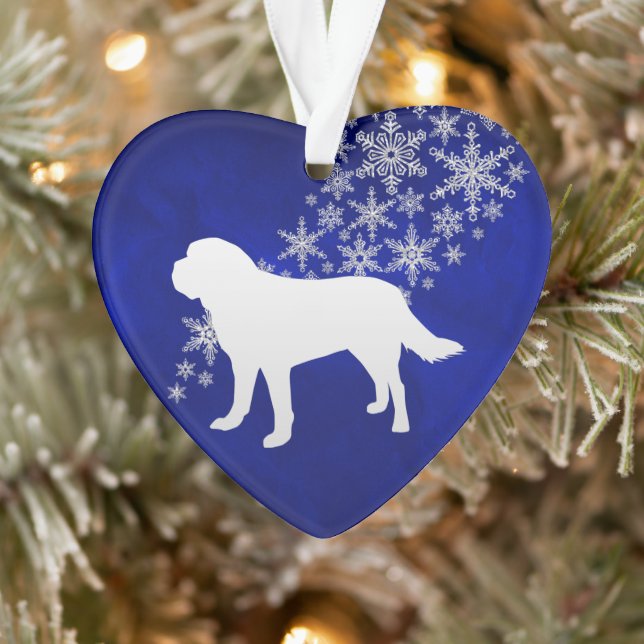 Blue Silver Snowflake St Bernard Ornament (Baum)