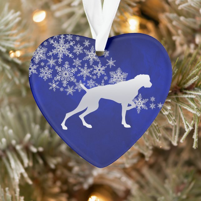 Blue Silver Snowflake Weimaraner Hund Ornament (Baum)