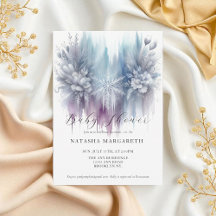 Blue Silver Snowflake Winter Baby Dusche Elegant