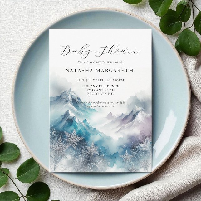 Blue Silver Snowflake Winter Baby Dusche Elegant Einladung (Von Creator hochgeladen)