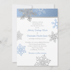 Blue Silver Snowflake Winter Hochzeit Einladung