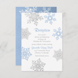 Blue Silver Snowflake Winter Wedding Empfang Begleitkarte