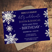 Blue Silver Snowflakes Double Birthday Party