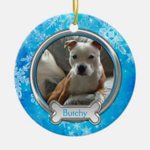 Blue Silver Snowflakes Foto Weihnachtsschmuck