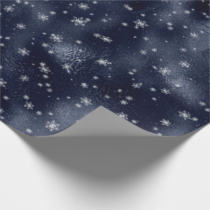 Blue Silver Snowflakes Glitzer Weihnachtsfeiertag Geschenkpapier