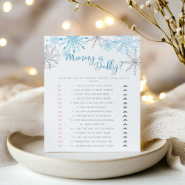 Blue Silver Snowflakes Mommy or Daddy Game