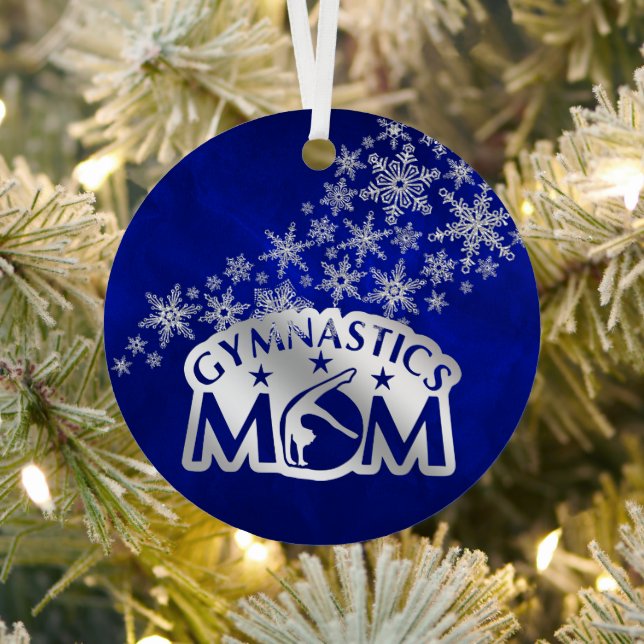 Blue Silver Snowflakes Proud Gymnastik Mama Ornament Aus Metall (InSitu)