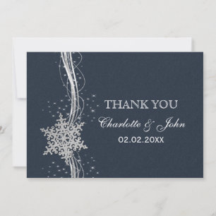 Blue Silver Snowflakes Winterhochzeit Danke Einladung