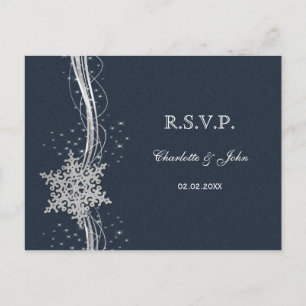 Blue Silver Snowflakes Winterhochzeit UAWG Einladungspostkarte