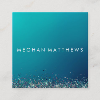 Blue Silver Sparkle Beauty Stylist Makeup Artist  Quadratische Visitenkarte