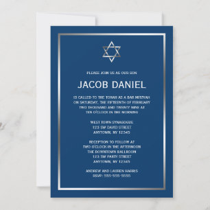 Blue Silver Star von David Bar Mitzvah Einladungen
