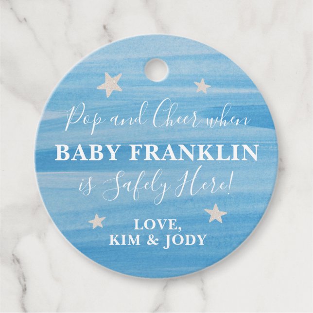 Blue & Silver Stars Pop It, wenn sie Pop Geschenkanhänger (Vorderseite)