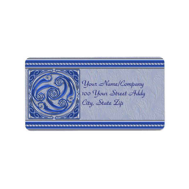 Blue Silver Triskel Adressaufkleber (Vorne)