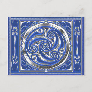 Blue Silver Triskel Postkarte