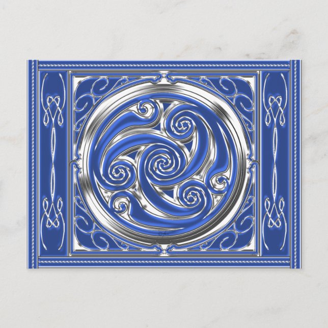 Blue Silver Triskel Postkarte (Vorderseite)