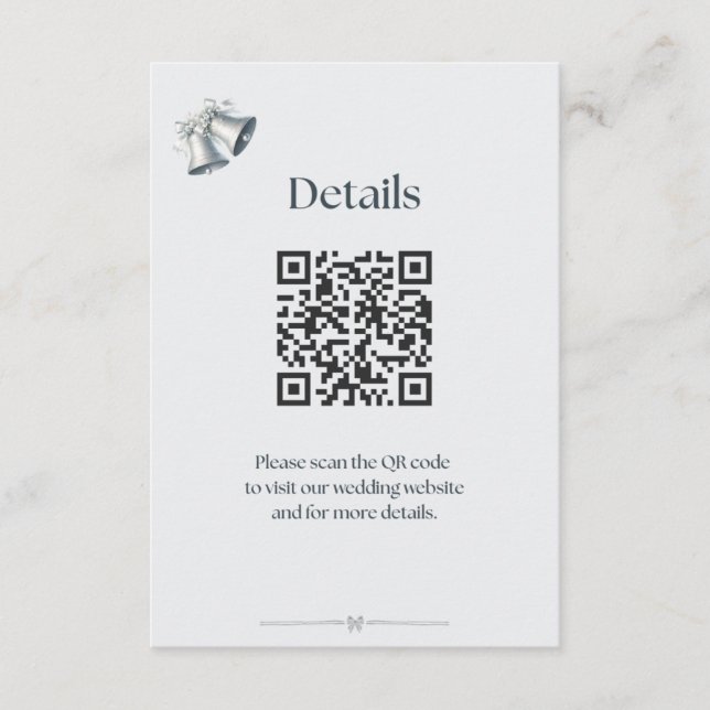 Blue Silver Wedding Bells Details Enclosure Begleitkarte (Vorderseite)