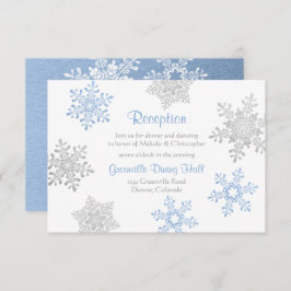 Blue Silver Winter Snowflake Hochzeitsempfang Begleitkarte
