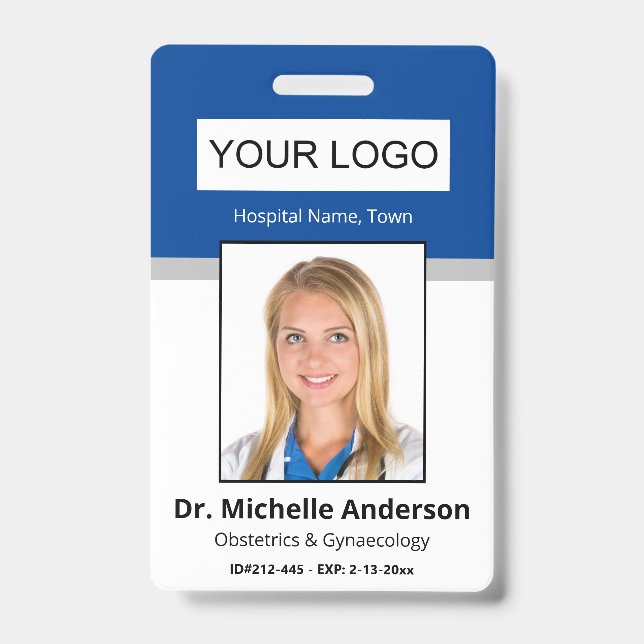 Blue Simple Beruflich Employee Custom Identity Ausweis (Vorderseite)