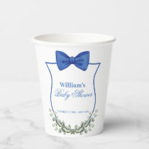 Blue Simple Bow Eucalyptus Wappen Boy Baby Dusche