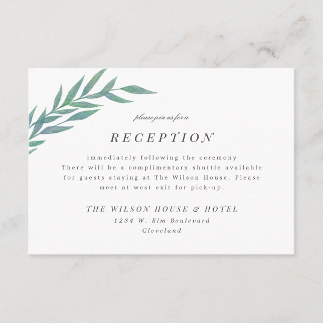 Blue Simple Branch Hochzeitsempfang Save the Date (Vorderseite)
