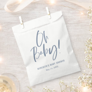 Blue Simple Calligraphy Gender Neutral Baby Shower Geschenktütchen