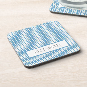 Blue Simple Chevron Beverage Coaster Getränkeuntersetzer