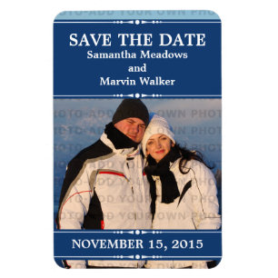 Blue Simple Chic Foto Save the Date Magnet