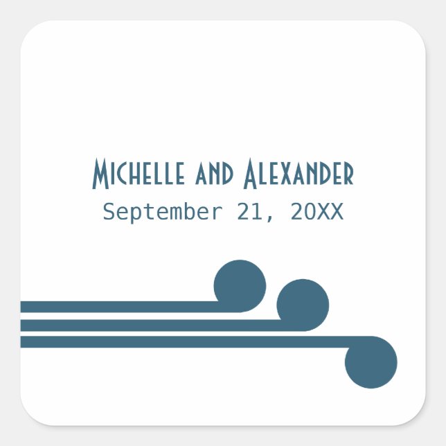 Blue Simple Deko Chic Wedding Stickers (Vorderseite)