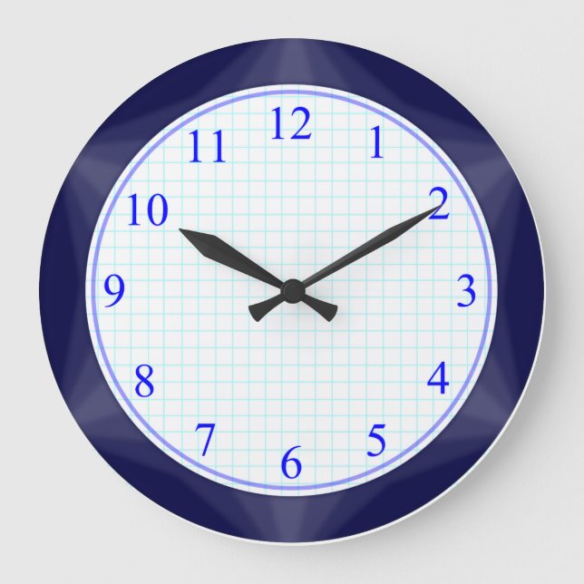 Blue Simple Dial Große Wanduhr (Vorderseite)